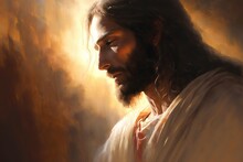 Portrait De Jésus Dans La Lumière Paisible, Aspect Peinture