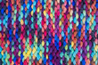 Pattern fabric made of wool. Handmade knitted fabric, white and brown wool background texture