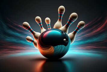 illustration of multicolor bowling alley,image generated by AI