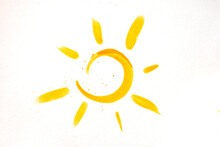 Watercolor Yellow Sun On A White Background