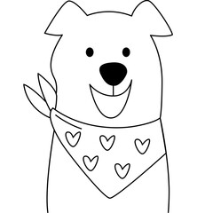 Wall Mural - dog cartoon doodle hand drawn. dog wearing a scarf