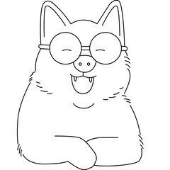 Wall Mural - dog cartoon doodle hand drawn. dog wearing glasses