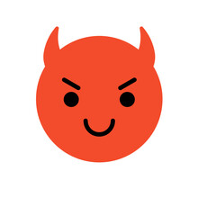 Smiling Red Devil Emoji Icon.