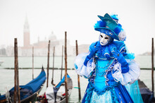 Beautiful Colorful Masks At Traditional Venice Carnival In Venice, Italy