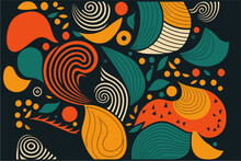 Vector Hand Drawn Flat Design Abstract Doodle Pattern