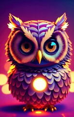 Wall Mural - A cute adorable baby owl