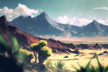 beautiful nature landscape with mountain landscape from far sight  Generative Ai	