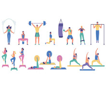 People Engaged In Fitness Vector Image
