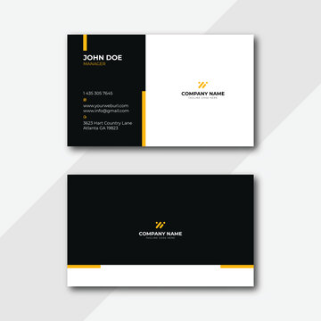 modern and simple business card design with yellow and dark black color. ready for print