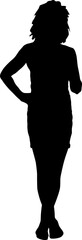 Wall Mural - Silhouette of a walking female on a white background