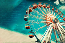 Ferries Wheel At The Amusement Park. Generative IA