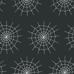 Sticker - Spider web cobweb spiderweb seamless pattern background concept. Vector cartoon graphic design element illustration