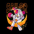 sailor astronaut streetwear t-shirt design