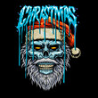 christmas scary skull head santa streetwear t-shirt design