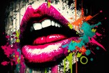 Fototapeta Fototapety dla młodzieży do pokoju - Abstract painting of a woman's lips made with generative AI technology