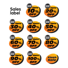 Sales label designs 10% to 100% off labels