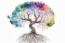 Tree Of Life With The Roots. Generative AI