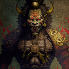 Wall Mural - orc samurai with armor