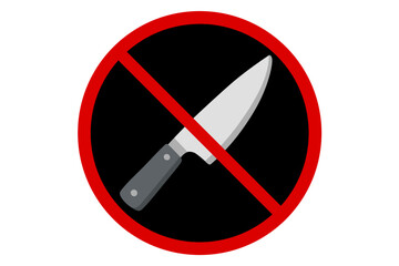 prohibition sign against knife on white background,vector illustration