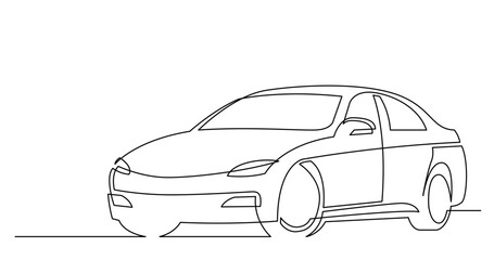 Canvas Print - continuous line drawing vector illustration with FULLY EDITABLE STROKE of modern beautiful car