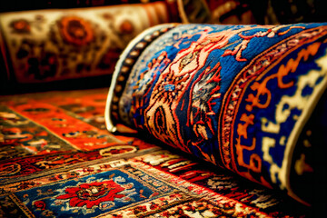  Traditional carpets from Middle East. Variety of the gorgeous oriental carpets. Generative AI.