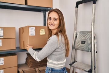 Poster - Young blonde woman ecommerce business worker organizing packages at office