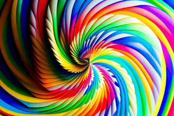Wall Mural - hypnotic multicolored spiral background. rainbow swirl. generative ai.