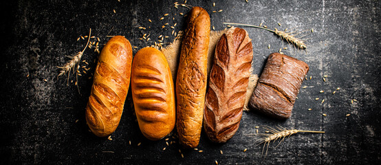 Poster - Different types of fresh homemade bread.