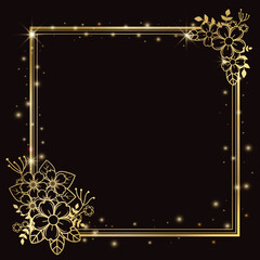 Wall Mural - Gold Border with Flower an Confetti Ornament