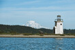 Lighthouse and Mount Rainier from Gig Harbor, Washington