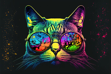 Sticker - colorful cat drawing