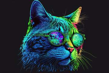 Poster - colorful cat drawing