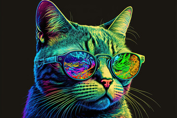 Poster - colorful cat drawing