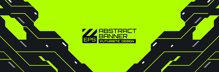 Abstract futuristic banner, cyberpunk background vector with HUD shapes ornament, modern technology retro futurism