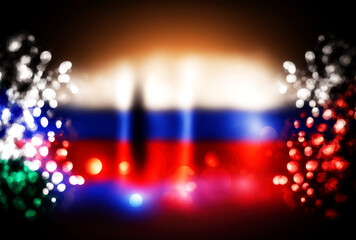 Wall Mural - russian Flag, bokeh background, generative ai