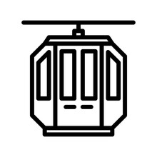Cable Car Icon With Outline Style | Aerial Tramway Icon | Winter Icon | Transportation