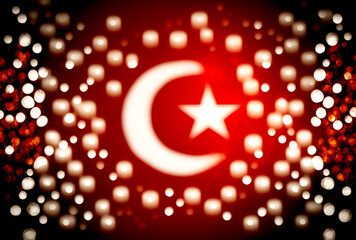 Wall Mural - turkey Flag,  bokeh background, generative ai