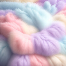 Fuzzy Rainbow Fur In Pastel Colors, Rainbow Soft Furry Background For Easter, Unicorn Vibes.  Generative AI