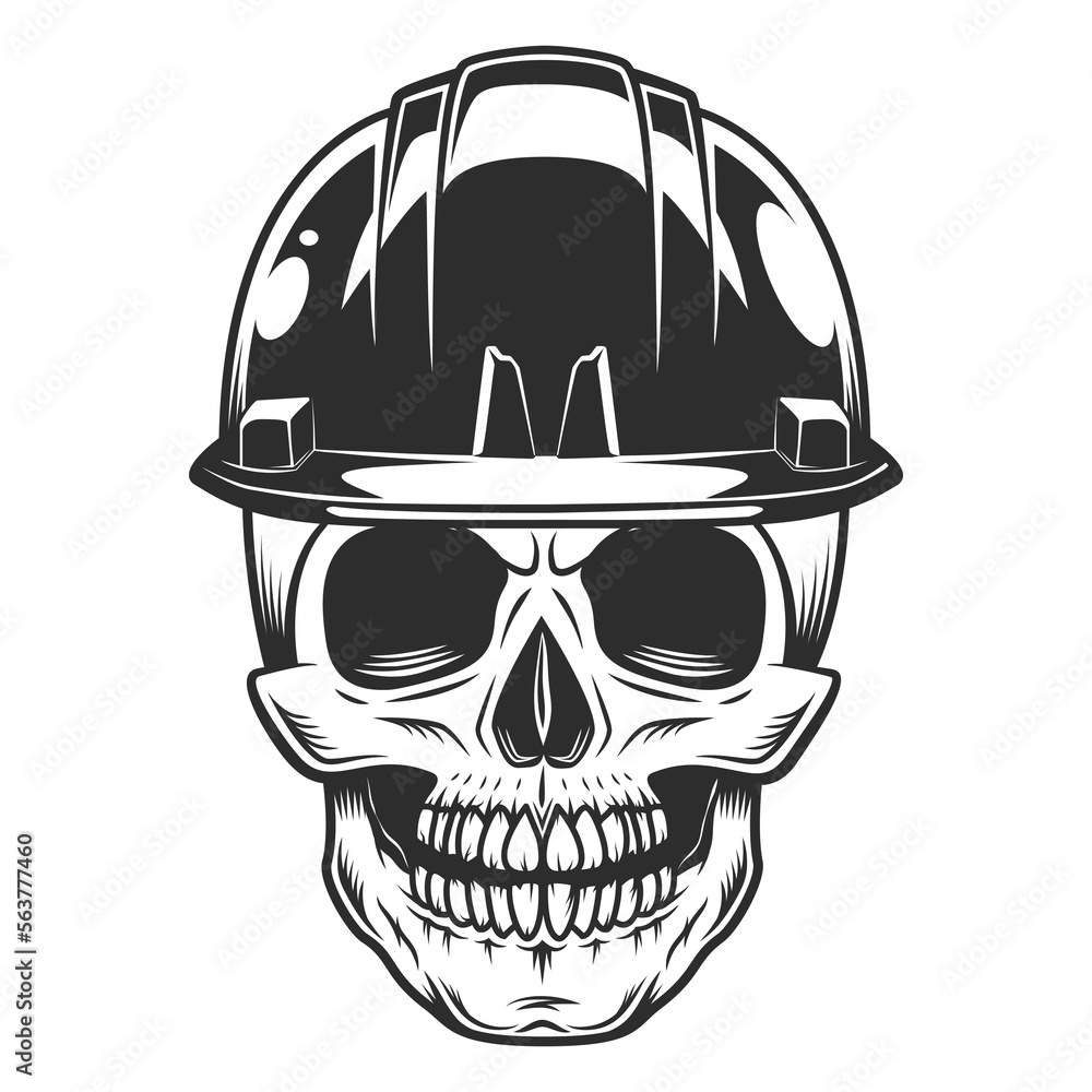 Builder skull in hard hat from business new construction and remodeling ...
