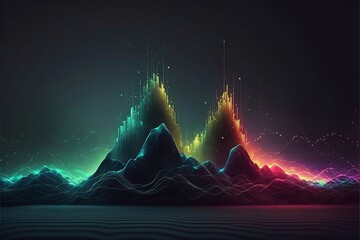 Fototapete - Abstract Sound waves. Frequency audio waveform, music wave HUD interface elements, voice graph signal cyberpunk, Generative ai