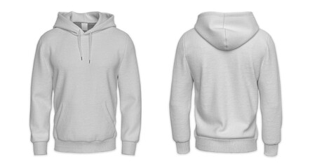 Blank white men's hoodie mockup, 3d rendering. 