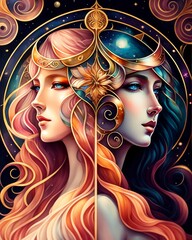 gemini zodiac sign illustration generative ai
