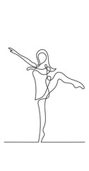 Wall Mural - continuous line drawing vector illustration with FULLY EDITABLE STROKE of dancing beautiful woman dancer