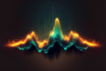 Fototapete - Abstract Sound waves. Frequency audio waveform, music wave HUD interface elements, voice graph signal cyberpunk, Generative ai
