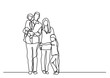 continuous line drawing vector illustration with FULLY EDITABLE STROKE - family standing together