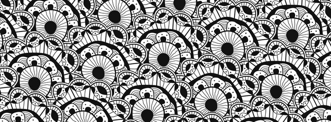 Wall Mural - hand drawn scribble flower. abstract line art sketch flower.
