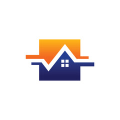 Sticker - Real estate logo with Heart rate concept