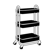 The Best 3 Tier Rolling Utility Or Kitchen Cart Or Kitchen Trolley Black White Icon. Simple Vector Illustration Of Kitchen Trolley Vector Icon For Web. Editable Graphic Resources For Many Purposes.