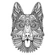 German shepherd dog head mandala zentangle coloring page illustration 