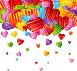 Wall Mural - valentine's day background with striped pattern hearts , design illustration.